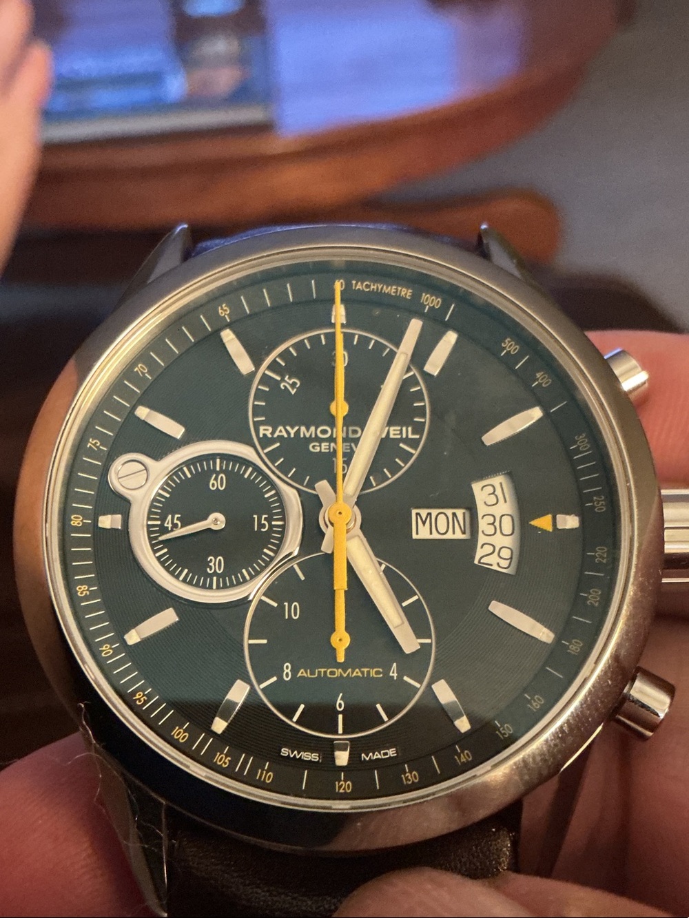 Raymond Weil Men's Blue Dial Chronograph with Yellow Hands